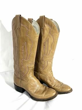 Larry Mahan Size 5 Lt Brown/Pink Embroidered Leather AS IS Designer Boots